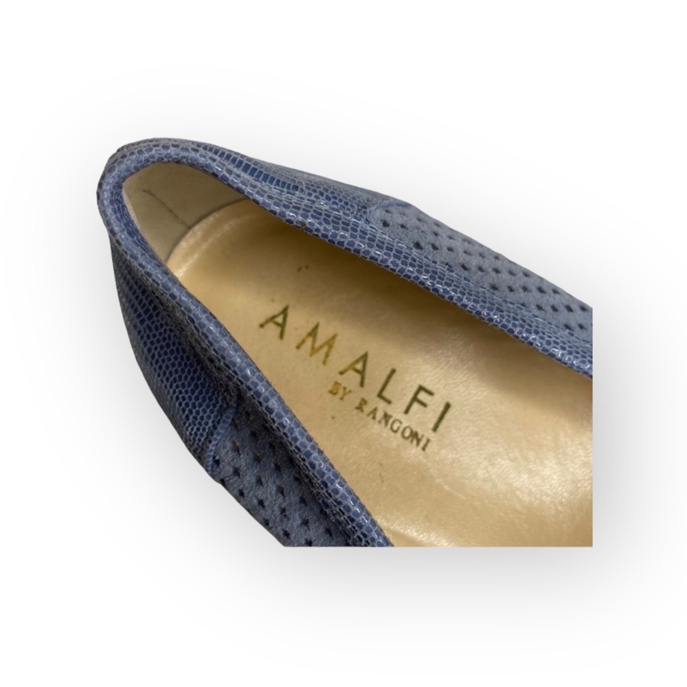 Amalfi by Rangoni ❃ Fabrizia Perforated Suede Moccasin Flats ❃ Chambray Metallic - Picture 10 of 16